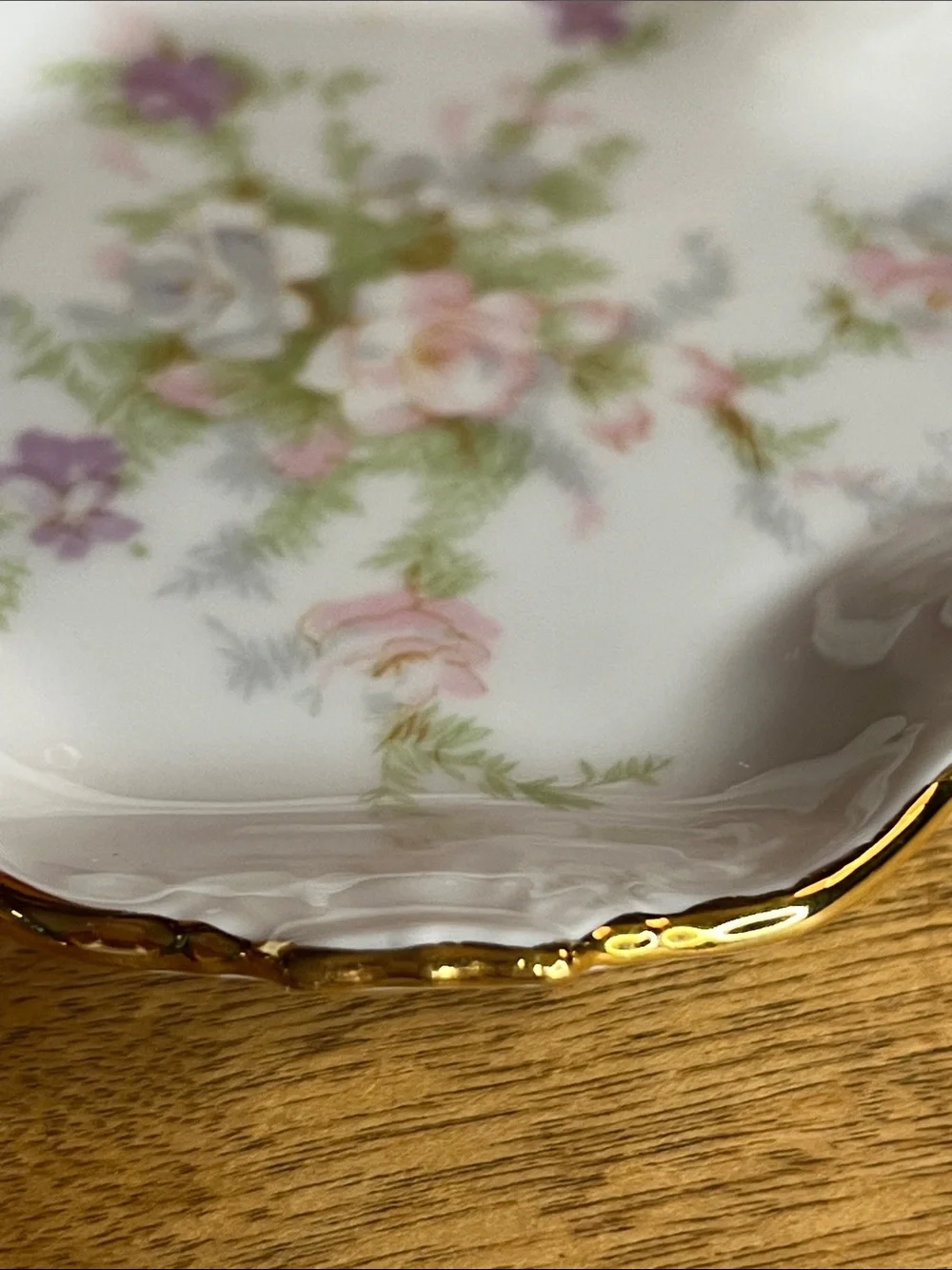 Vintage Alka Kunst Kaiser-Hand Painted Floral W/Gold Scalloped Edge Trinket Dish